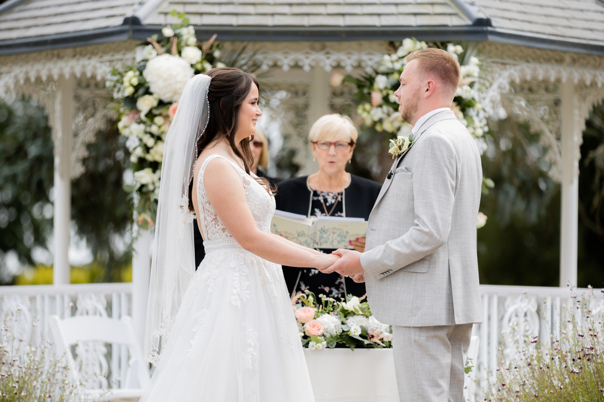 bride and groom during their outdoor ceremony at arley house & gardens