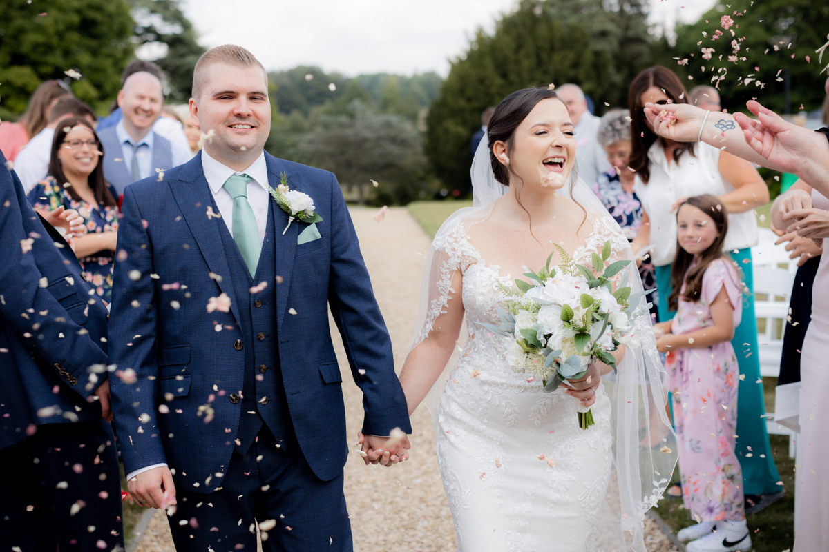 bride and groom during their outdoor ceremony at arley house & gardens