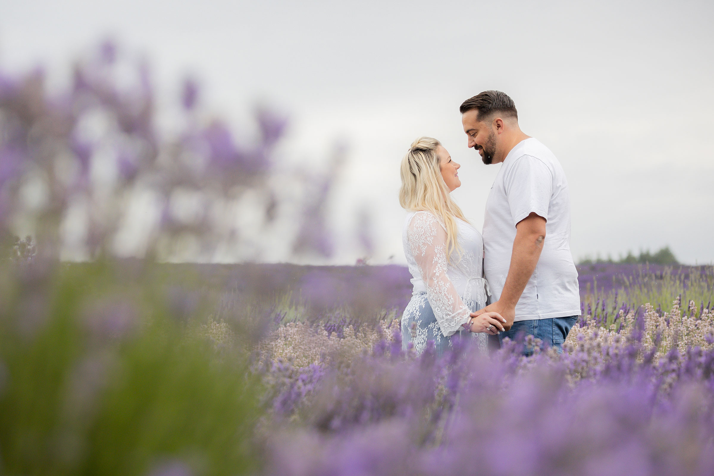 couple looking at each other standing in