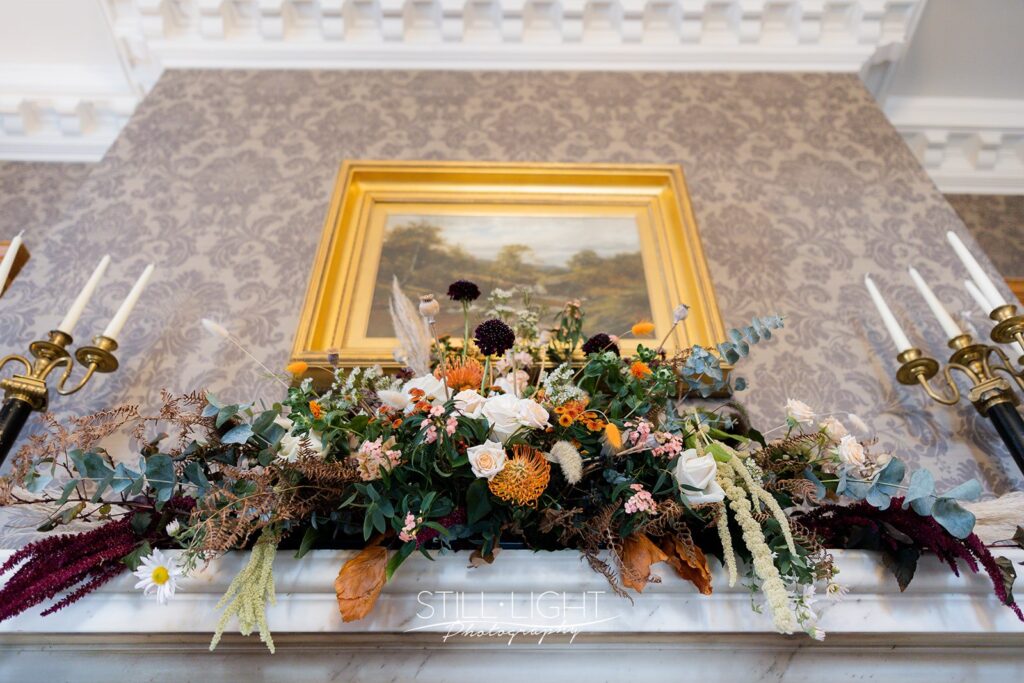 vintage weding at brockencote hall hotel with autumnal decorations