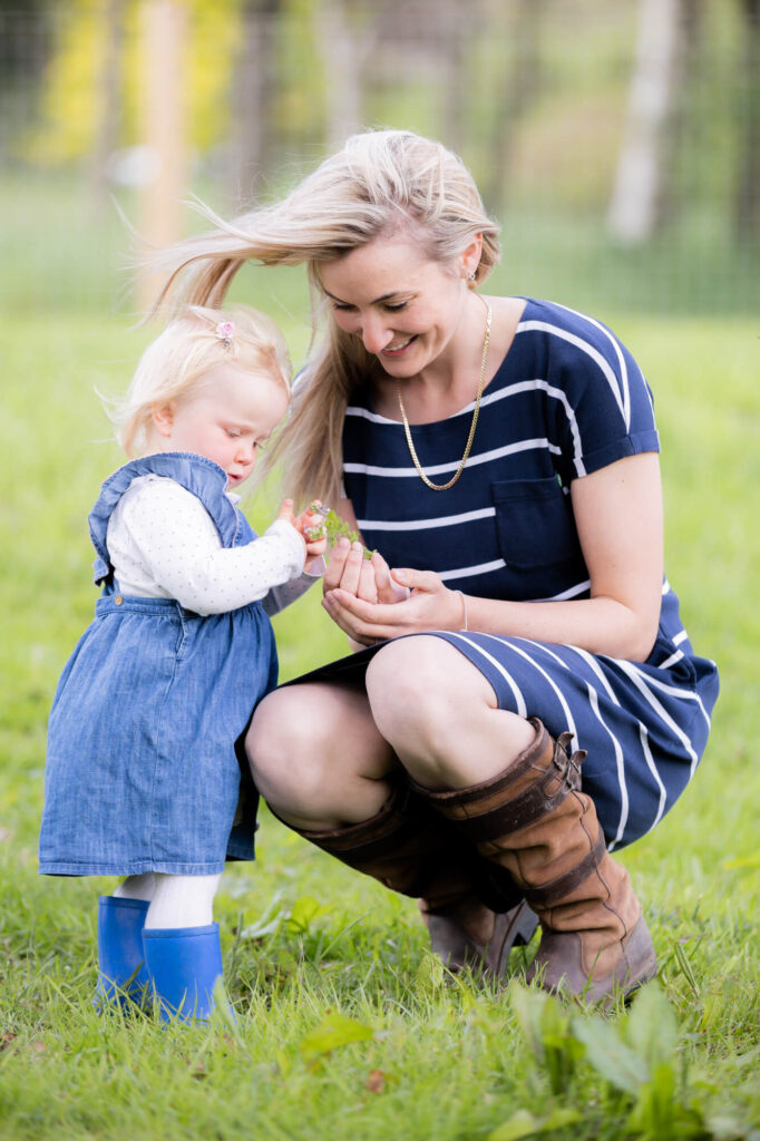lady with young daughter  during an outdoor family photography session in worcestershire